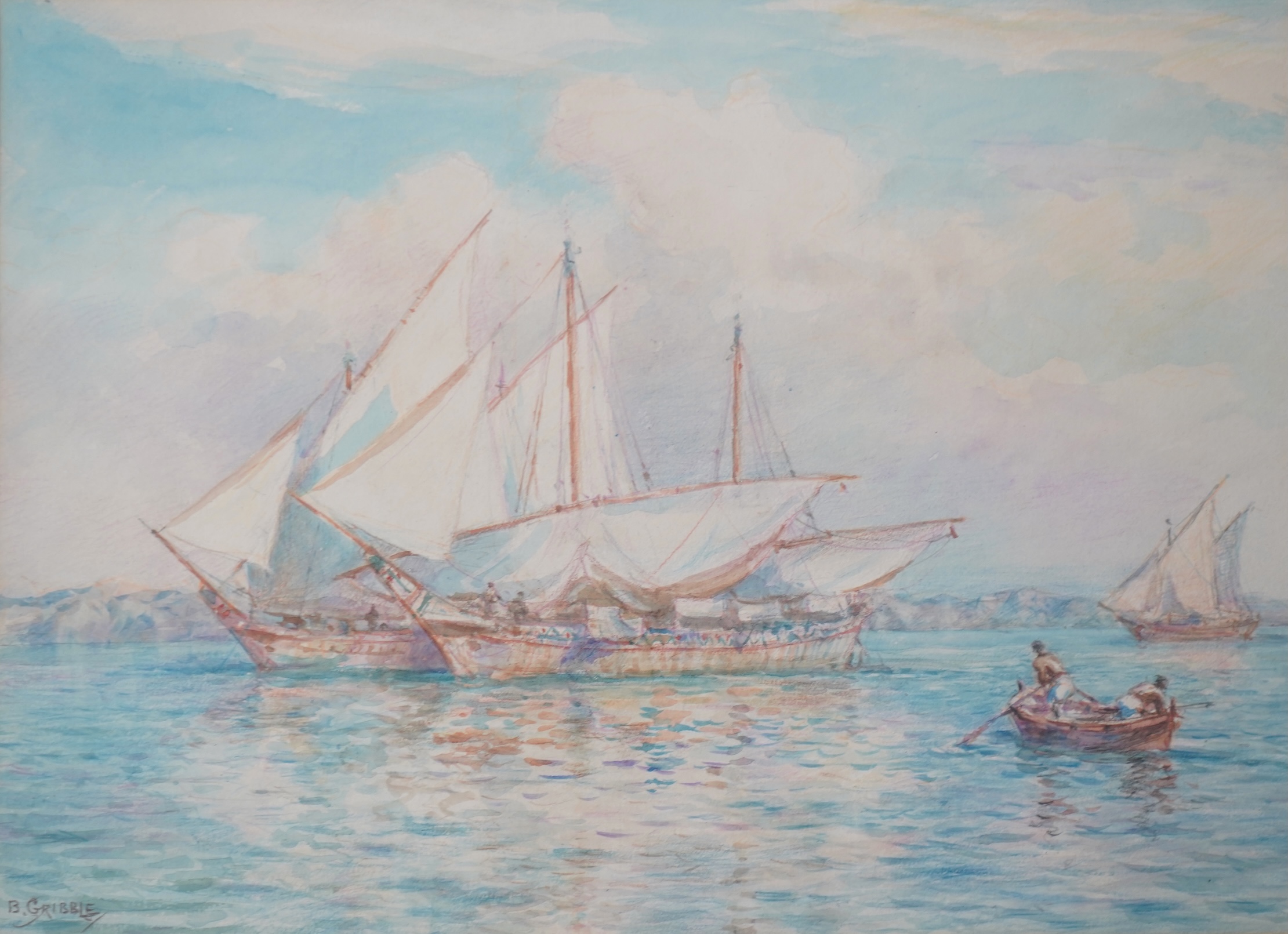 Bernard Finegan Gribble, 1872-1962, 'Feluccas on the Nile'